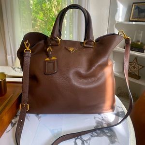 BRAND NEW BROWN PRADA TOTE W CROSSBODY STRAP GREAT WORK BAG🤎✨🤎✨